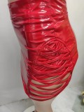 Plus Size PU Leather Bandage Skirt GHXF-HX0277