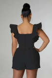 Plus Size One Shoulder Solid Color Romper GHXF-HX0206
