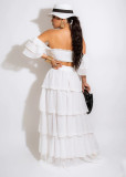 Plus Size Off Shoulder Wrap Chest Two Piece Skirts Set GHXF-HX0185
