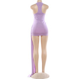 Sleeveless Solid Color Backless Mini Dress DLSF-K25D88864