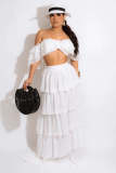 Plus Size Off Shoulder Wrap Chest Two Piece Skirts Set GHXF-HX0185