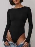 Long Sleeve Tight Solid Bodysuit GZJF-12029