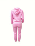 Solid Color Long Sleeve Hooded Two Piece Pants Set LSD-035