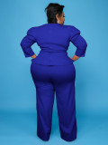 Plus Size Solid Color Tie Up Two Piece Pants Set GAWE-6222