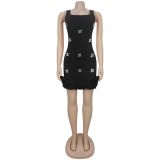 Sleeveless Hot Drill Mini Dress BY-7593