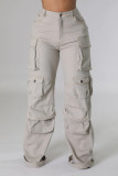 Plus Size Solid Color Multicolor Pockets Pants GHXF-HX0359