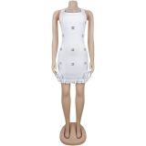 Sleeveless Hot Drill Mini Dress BY-7593
