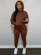 Solid Color Long Sleeve Hooded Two Piece Pants Set LSD-035