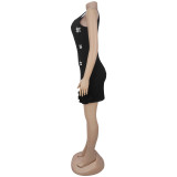 Sleeveless Hot Drill Mini Dress BY-7593