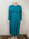 Plus Size Solid Color Tie Up Maxi Dress GAWE-6284