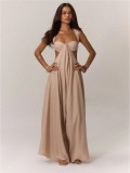 Solid Color Halterneck Tie Up Loose Jumpsuit GQLK-KG1173