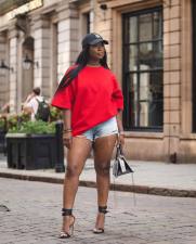 Plus Size Solid Color Loose Pullover T Shirt GYLN-38006
