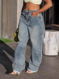 Casual Raw Edge Washed Straight Jeans GYLN-7169