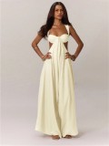 Solid Color Halterneck Tie Up Loose Jumpsuit GQLK-KG1173