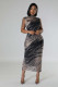 Sleeveless Print Mesh Maxi Dress QYMF-3142