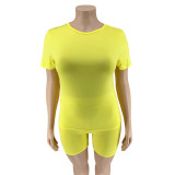 Plus Size Short Sleeve Shorts Two Piece Set OSIF-20705