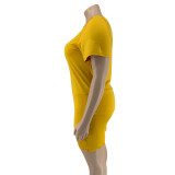 Plus Size Short Sleeve Shorts Two Piece Set OSIF-20705