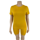 Plus Size Short Sleeve Shorts Two Piece Set OSIF-20705