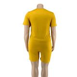 Plus Size Short Sleeve Shorts Two Piece Set OSIF-20705