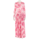 Print Long Sleeve Maxi Dress GJYO-303939