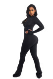 Solid Color Hooded Zipper Two Piece Pants Set YD-YD8838-C10