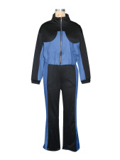 Denim Patchwork Coat And Pants Two Piece Set SH-391297