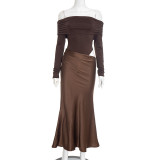 One Shoulder Long Sleeve Slim Maxi Dress GSZM-J25DS361