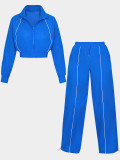 Contrast Color Lines Sport Two Piece Pants Set SH-391427