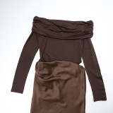 One Shoulder Long Sleeve Slim Maxi Dress GSZM-J25DS361