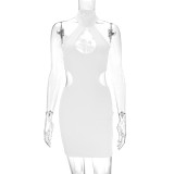 Halterneck Sleeveless Hollow Out Mini Dress YMYF-9239