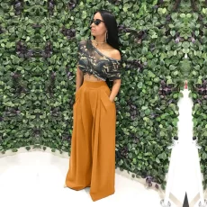 Plus Size Solid Color Loose Wide Leg Pants SH-S2018
