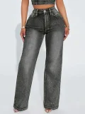 Hot Drill Straight Jeans SH-391414