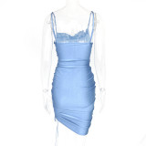 Solid Color Drawstring Midi Dress GZJF-5574
