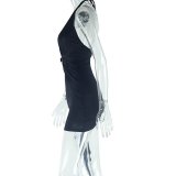 Deep V Neck Halterneck Backless Mini Dress GJYO-759523