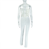 Halterneck Solid Color Tie Up Tops Tight Pants Set GJYO-919111