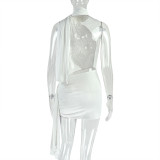 Sexy Patchwork Backless Ruched Irregular Mini Dress GJYO-303053