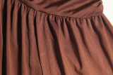 Halterneck Deep V Neck Solid Color Maxi Dress GJYO-300950