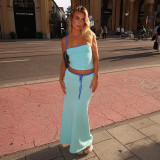 Solid Color Sleeveless Two Piece Skirts Set  GAXB-D001ST