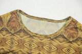 Print O Neck Long Sleeve Maxi Dress GJYO-303226