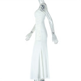 Irregular Ruched Single Shoulder Maxi Dress GJYO-302585