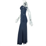 Irregular Ruched Single Shoulder Maxi Dress GJYO-302585