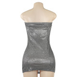Solid Color Glitter Tube Tops Dress GAXB-A561DS