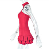 Solid-Color Fluffy Pleated Mini Dress GJYO-302658