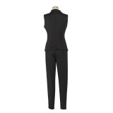 Sleeveless Vest Blazer Two Piece Pants Set AIL-032