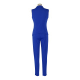 Sleeveless Vest Blazer Two Piece Pants Set AIL-032