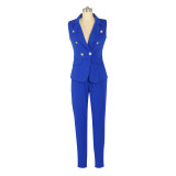 Sleeveless Vest Blazer Two Piece Pants Set AIL-032