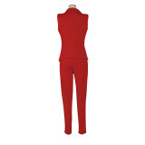 Sleeveless Vest Blazer Two Piece Pants Set AIL-032