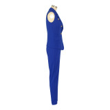Sleeveless Vest Blazer Two Piece Pants Set AIL-032