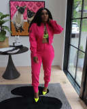 Solid Color Zipper Coat Two Piece Pants Set AIL-252