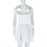 Solid Color Halterneck Pleated Mini Dress GJYO-301797
